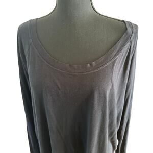 XCVI Wearables Knit & Woven Tunic Top - XL Black - Hi Low Hem